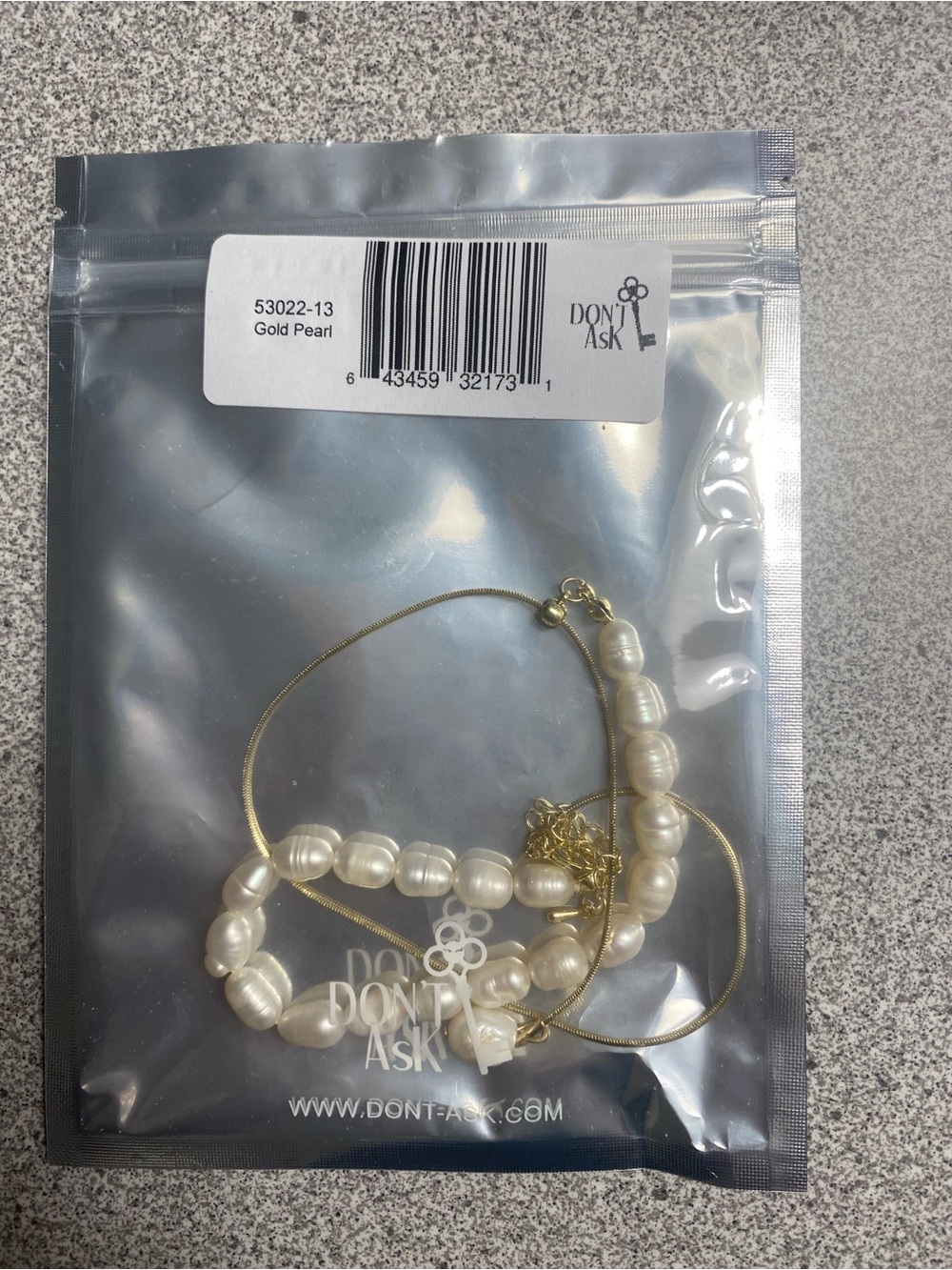 Gold-Pearl Necklace — Cream Pearl Strand with Gold Chain